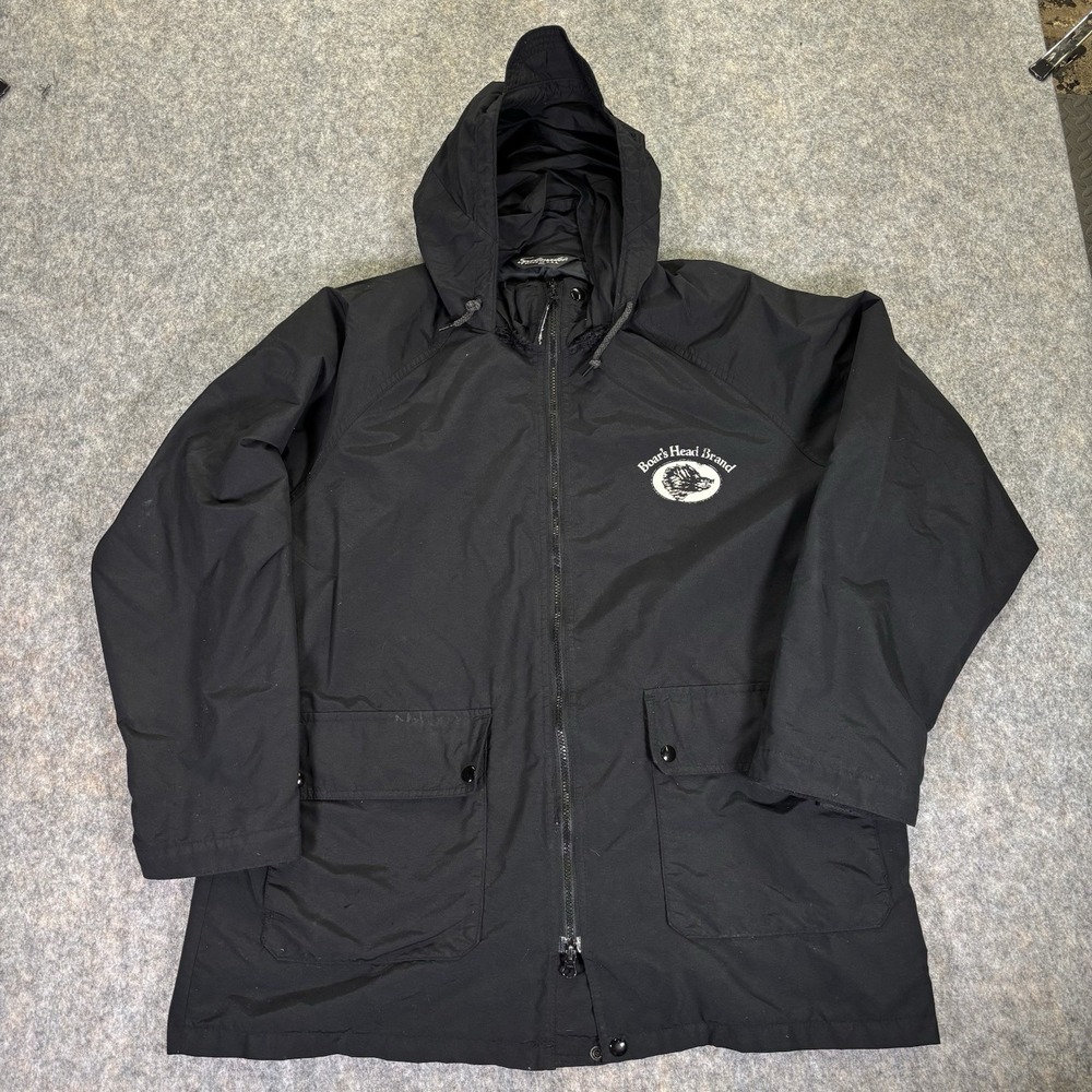 VTG Boar's Head Jacket Men's XL Made in USA Sportsmaster Zip Black New York Deli